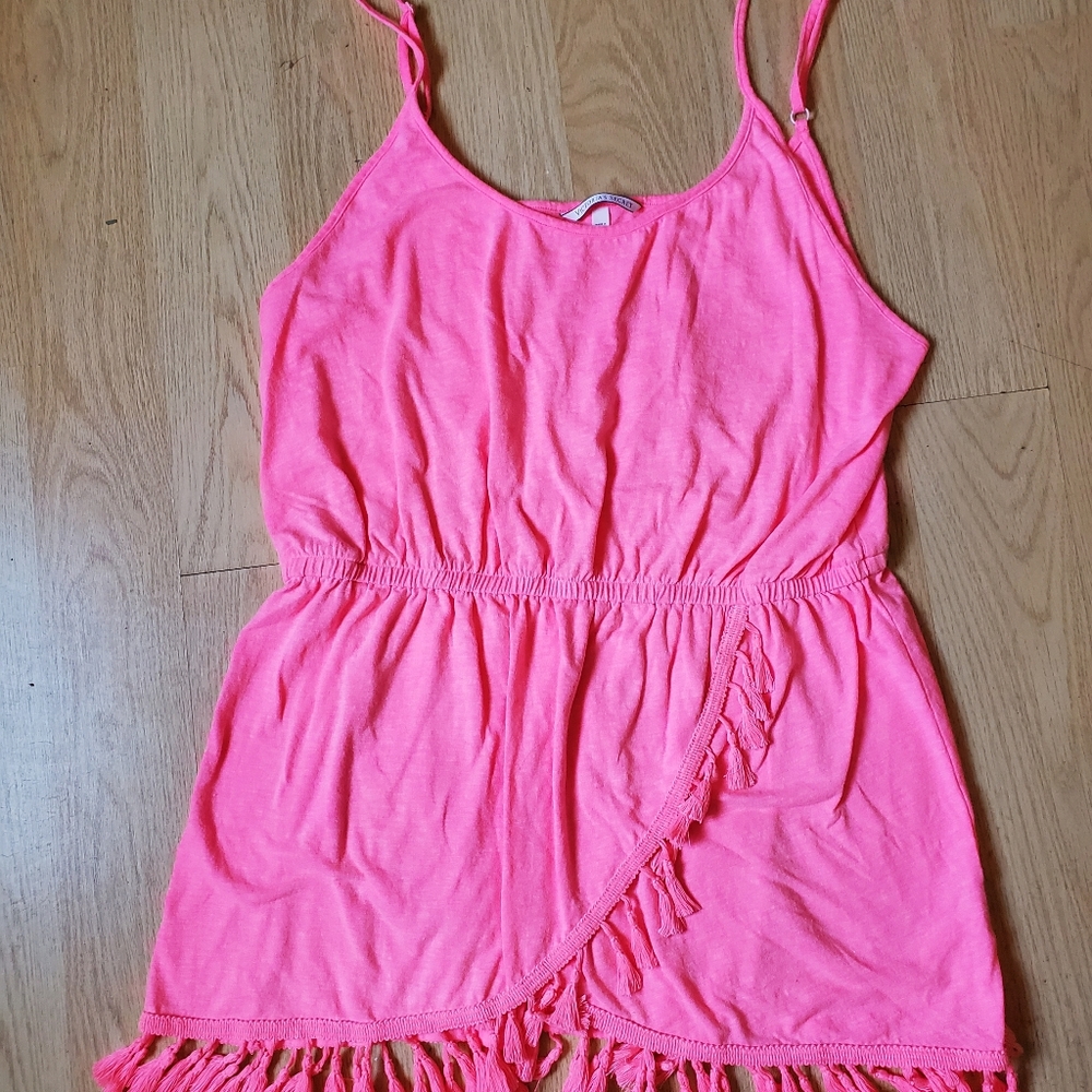 Victoria's Secret Neon Coral Pink Tassel Hem Swim Cover-Up